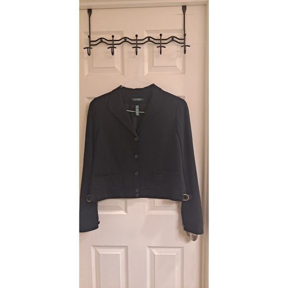 Lauren Ralph Lauren, Women's sz 12 black Blazer, button up, Lined gold hardware - Picture 1 of 6